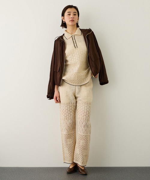 Coohem(コーヘン)の「【COOHEM】SUKASHI EMBOSSED KNIT PANTS/セットアップ対応・イージーケア(その他パンツ・レディース・ラベンダー/キナリ・FREE)」の7枚目の写真