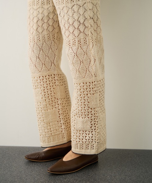 Coohem(コーヘン)の「【COOHEM】SUKASHI EMBOSSED KNIT PANTS/セットアップ対応・イージーケア(その他パンツ・レディース・ラベンダー/キナリ・FREE)」の8枚目の写真