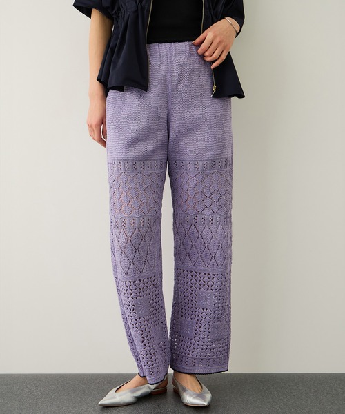 Coohem(コーヘン)の「【COOHEM】SUKASHI EMBOSSED KNIT PANTS/セットアップ対応・イージーケア(その他パンツ・レディース・ラベンダー/キナリ・FREE)」の10枚目の写真