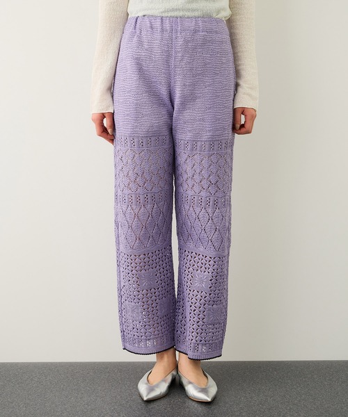 Coohem(コーヘン)の「【COOHEM】SUKASHI EMBOSSED KNIT PANTS/セットアップ対応・イージーケア(その他パンツ・レディース・ラベンダー/キナリ・FREE)」の12枚目の写真