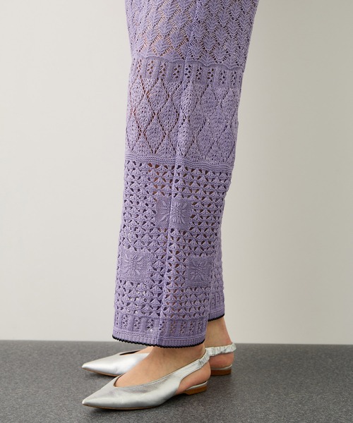 Coohem(コーヘン)の「【COOHEM】SUKASHI EMBOSSED KNIT PANTS/セットアップ対応・イージーケア(その他パンツ・レディース・ラベンダー/キナリ・FREE)」の18枚目の写真