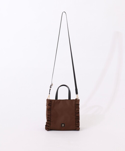 NOLLEY’S（ノーリーズ）の「【nolnol/ノルノル】ナイロンフリルミニトートバッグ（ショルダーバッグ・レディース・ブラウン/ブラック・FREE）」の9枚目の写真