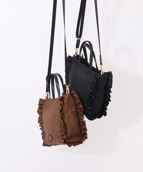 NOLLEY’S（ノーリーズ）の「【nolnol/ノルノル】ナイロンフリルミニトートバッグ（ショルダーバッグ・レディース・ブラウン/ブラック・FREE）」の16枚目の写真