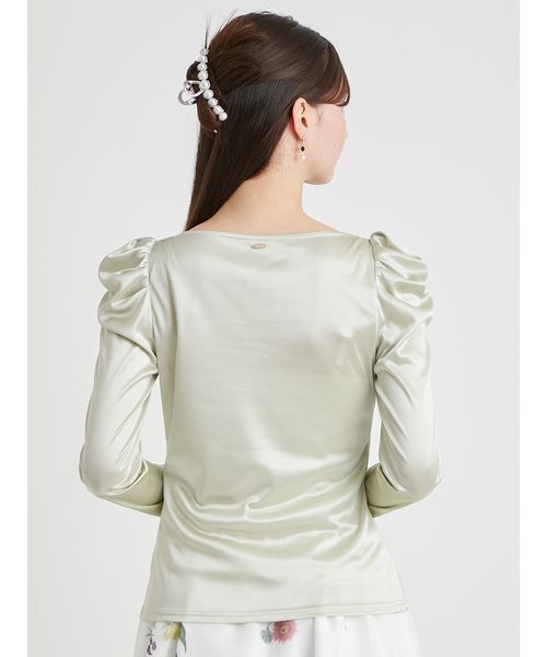 CELFORD(セルフォード)の「【洗える】カシュクールグロッシーカットトップス(Tシャツ/カットソー・レディース・ミント/アイボリー・F)」の4枚目の写真