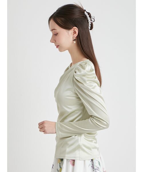 CELFORD(セルフォード)の「【洗える】カシュクールグロッシーカットトップス(Tシャツ/カットソー・レディース・ミント/アイボリー・F)」の5枚目の写真