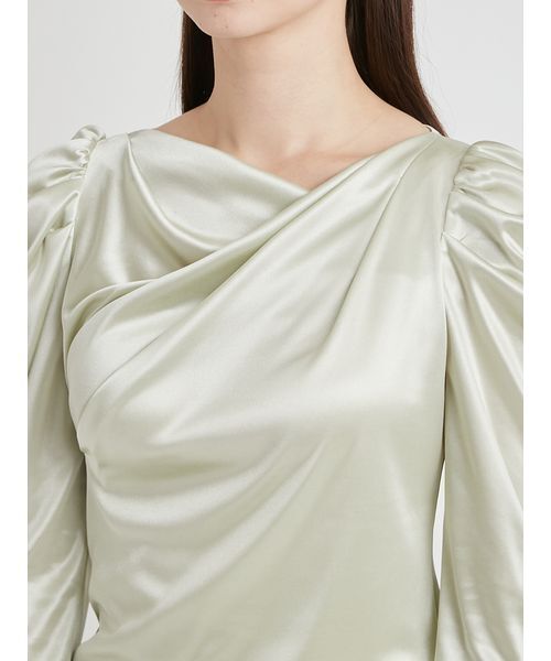 CELFORD(セルフォード)の「【洗える】カシュクールグロッシーカットトップス(Tシャツ/カットソー・レディース・ミント/アイボリー・F)」の6枚目の写真