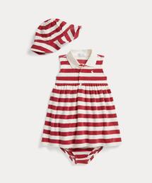 POLO RALPH LAUREN CHILDRENSWEAR（ポロ ラルフ ローレン チルドレンズウェア）の「ストライプド テリー ポロ ドレス、ハット & ブルマー（その他ベビーウェア）」