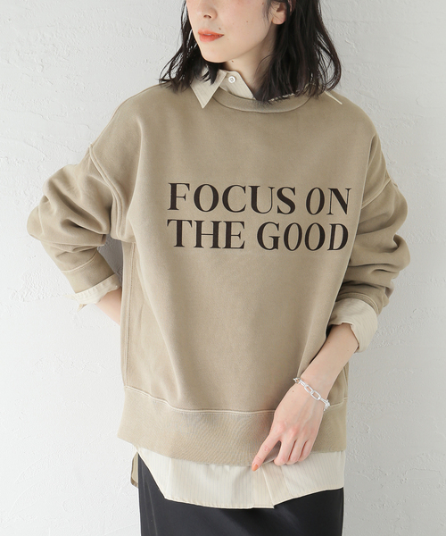 journal standard L'essage（ジャーナルスタンダードレサージュ）の「(FOCUS ON)フロッキーロゴスウェット（Tシャツ/カットソー・レディース・チャコールグレー/ベージュ/ネイビー・FREE）」の2枚目の写真