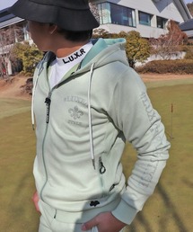 (RM)【LUXE/R GOLF】ポリエステル スウェード ファスナー ジップパーカー