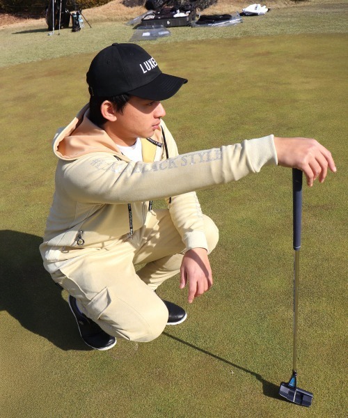LUXE/R GOLF（ラグジュ ゴルフ）の「(RM)【LUXE/R GOLF】ポリエステル スウェード ファスナー ジップパーカー（パーカー・メンズ・ベージュ系/グリーン系/ブラック・X-LARGE/LARGE/MEDIUM）」の9枚目の写真