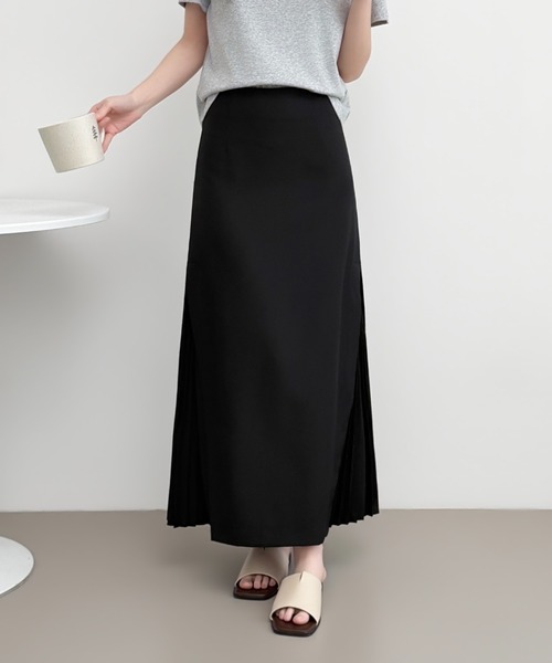 ABITOKYO(アビトーキョー)の「サイドプリーツ切替Aラインスカート(スカート・レディース・ブラック/ベージュ・M/S)」の1枚目の写真