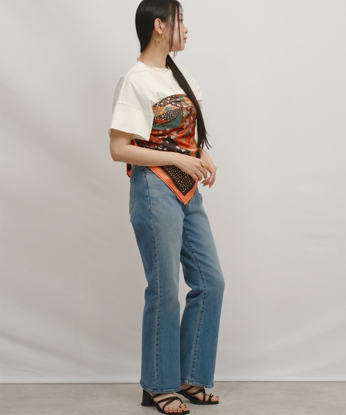 palm RICHE(ポームリシュ)の「スカーフ付リラックスT(Tシャツ/カットソー・レディース・ブラック/オレンジ/グレー・M)」の7枚目の写真