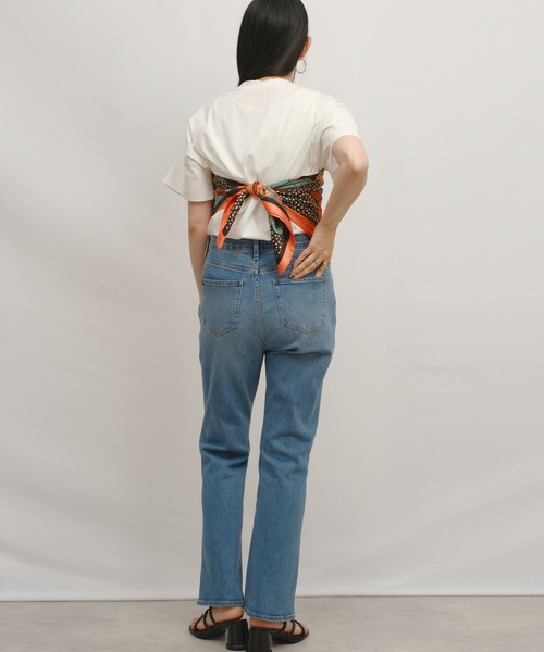 palm RICHE(ポームリシュ)の「スカーフ付リラックスT(Tシャツ/カットソー・レディース・ブラック/オレンジ/グレー・M)」の8枚目の写真