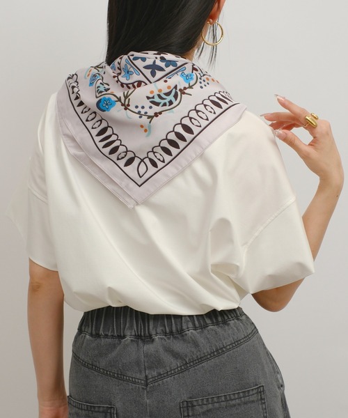 palm RICHE(ポームリシュ)の「スカーフ付リラックスT(Tシャツ/カットソー・レディース・ブラック/オレンジ/グレー・M)」の12枚目の写真