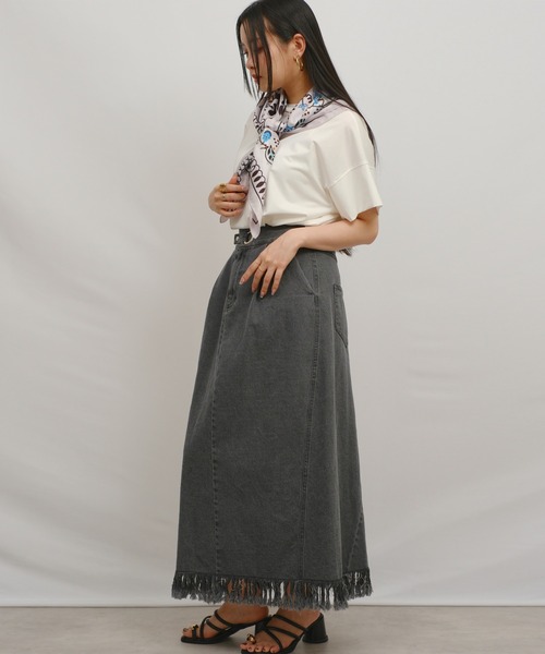 palm RICHE(ポームリシュ)の「スカーフ付リラックスT(Tシャツ/カットソー・レディース・ブラック/オレンジ/グレー・M)」の16枚目の写真