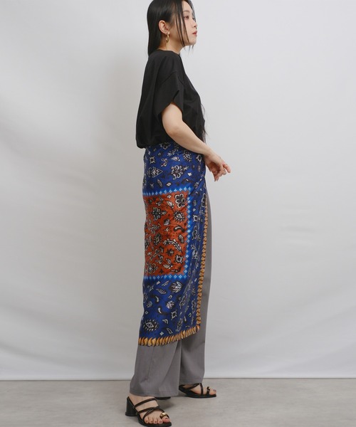 palm RICHE(ポームリシュ)の「スカーフ付リラックスT(Tシャツ/カットソー・レディース・ブラック/オレンジ/グレー・M)」の18枚目の写真