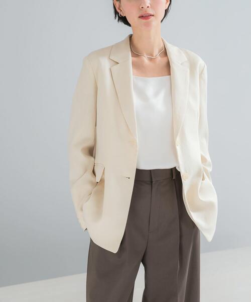 URBAN RESEARCH ROSSO WOMEN(アーバンリサーチ ロッソ)の「リネンライクシングルテーラードジャケット(その他アウター・レディース・イエロー/ベージュ・FREE)」の6枚目の写真