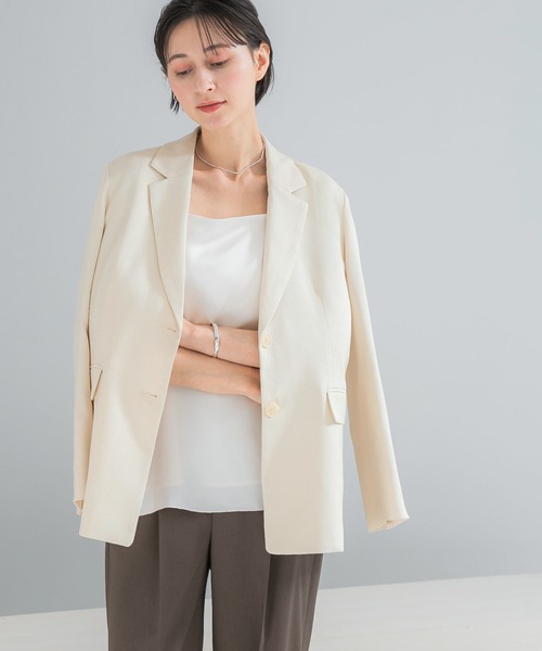 URBAN RESEARCH ROSSO WOMEN（アーバンリサーチ　ロッソ）の「リネンライクシングルテーラードジャケット（その他アウター・レディース・イエロー/ベージュ・FREE）」の2枚目の写真