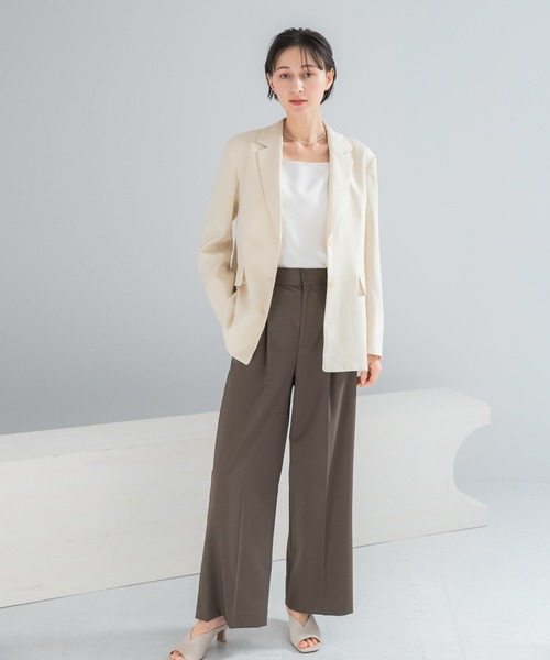 URBAN RESEARCH ROSSO WOMEN（アーバンリサーチ　ロッソ）の「リネンライクシングルテーラードジャケット（その他アウター・レディース・イエロー/ベージュ・FREE）」の5枚目の写真