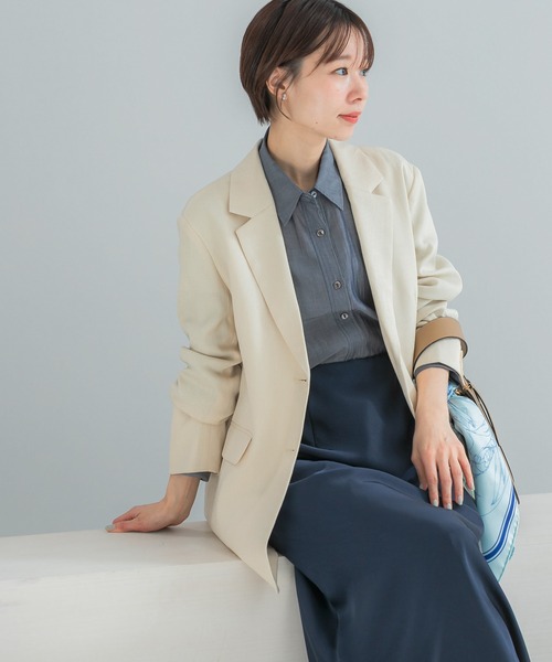 URBAN RESEARCH ROSSO WOMEN（アーバンリサーチ　ロッソ）の「リネンライクシングルテーラードジャケット（その他アウター・レディース・イエロー/ベージュ・FREE）」の7枚目の写真