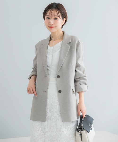 URBAN RESEARCH ROSSO WOMEN（アーバンリサーチ　ロッソ）の「リネンライクシングルテーラードジャケット（その他アウター・レディース・イエロー/ベージュ・FREE）」の10枚目の写真