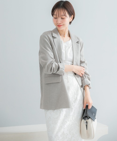 URBAN RESEARCH ROSSO WOMEN（アーバンリサーチ　ロッソ）の「リネンライクシングルテーラードジャケット（その他アウター・レディース・イエロー/ベージュ・FREE）」の11枚目の写真