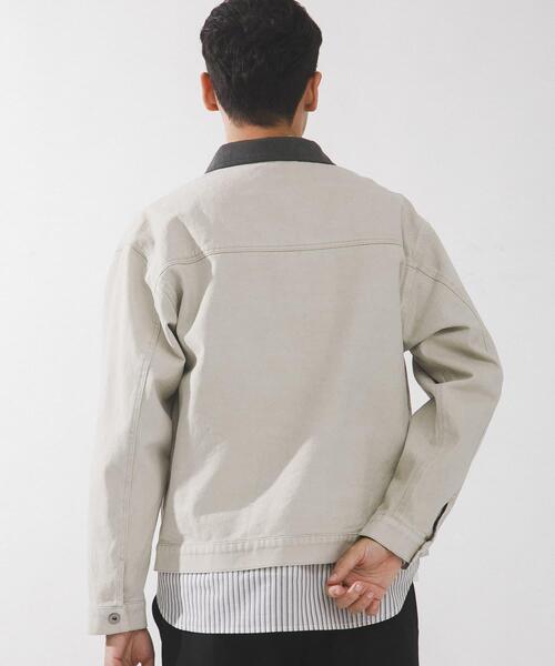 URBAN RESEARCH Sonny Label（アーバンリサーチサニーレーベル）の「ウォッシュドツイル襟切替ジャケット（ブルゾン・メンズ・ベージュ/チャコールグレー/アイボリー・LARGE/MEDIUM）」の6枚目の写真