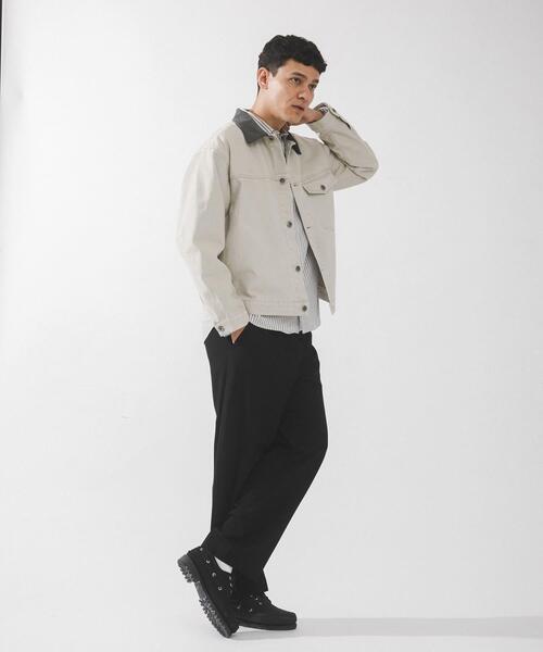 URBAN RESEARCH Sonny Label（アーバンリサーチサニーレーベル）の「ウォッシュドツイル襟切替ジャケット（ブルゾン・メンズ・ベージュ/チャコールグレー/アイボリー・LARGE/MEDIUM）」の9枚目の写真