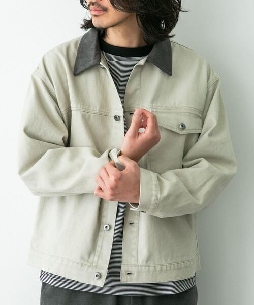 URBAN RESEARCH Sonny Label（アーバンリサーチサニーレーベル）の「ウォッシュドツイル襟切替ジャケット（ブルゾン・メンズ・ベージュ/チャコールグレー/アイボリー・LARGE/MEDIUM）」の12枚目の写真
