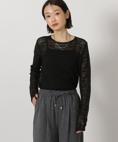 LAKOLE（ラコレ）の「レースプルオーバー長袖 / 660015（Tシャツ/カットソー・レディース・グレー/ブラック/アイボリー・FREE）」の2枚目の写真