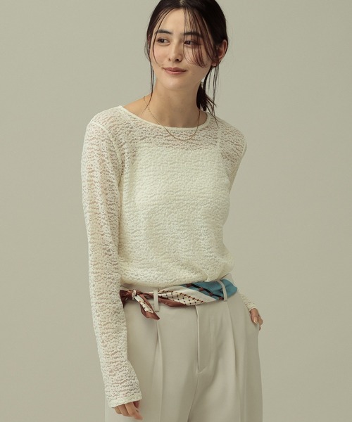 LAKOLE（ラコレ）の「レースプルオーバー長袖 / 660015（Tシャツ/カットソー・レディース・グレー/ブラック/アイボリー・FREE）」の14枚目の写真