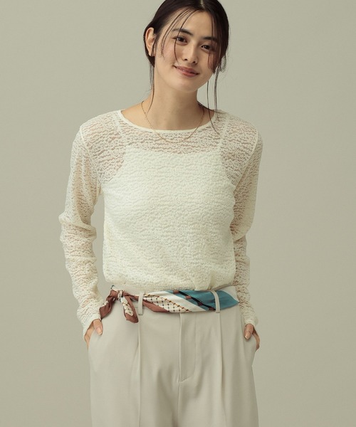 LAKOLE（ラコレ）の「レースプルオーバー長袖 / 660015（Tシャツ/カットソー・レディース・グレー/ブラック/アイボリー・FREE）」の12枚目の写真