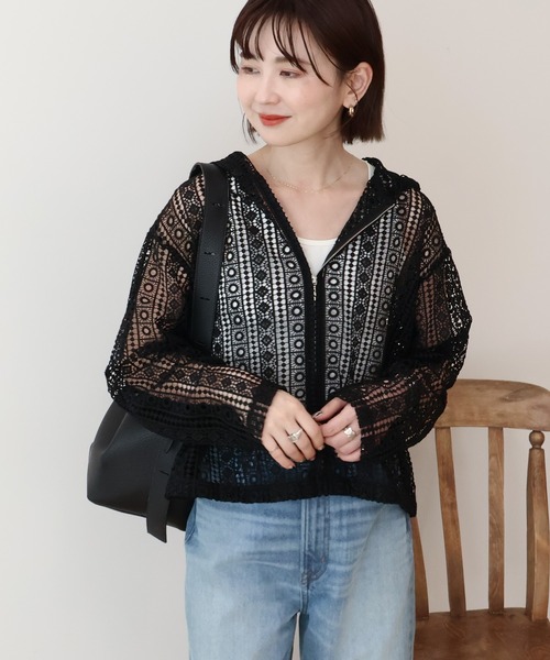 AMERICAN HOLIC（アメリカンホリック）の「幾何学レースフードシャツ（シャツ/ブラウス・レディース・ライトグリーン/ブラウン/ブラック/オフホワイト・L/M）」の20枚目の写真