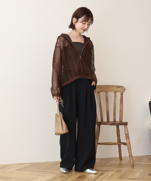 AMERICAN HOLIC（アメリカンホリック）の「幾何学レースフードシャツ（シャツ/ブラウス・レディース・ライトグリーン/ブラウン/ブラック/オフホワイト・L/M）」の21枚目の写真