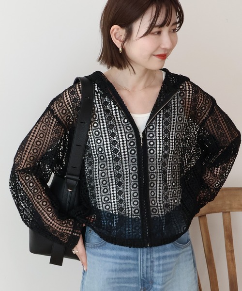 AMERICAN HOLIC（アメリカンホリック）の「幾何学レースフードシャツ（シャツ/ブラウス・レディース・ライトグリーン/ブラウン/ブラック/オフホワイト・L/M）」の19枚目の写真