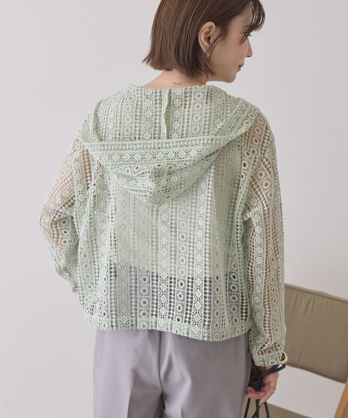 AMERICAN HOLIC（アメリカンホリック）の「幾何学レースフードシャツ（シャツ/ブラウス・レディース・ライトグリーン/ブラウン/ブラック/オフホワイト・L/M）」の10枚目の写真