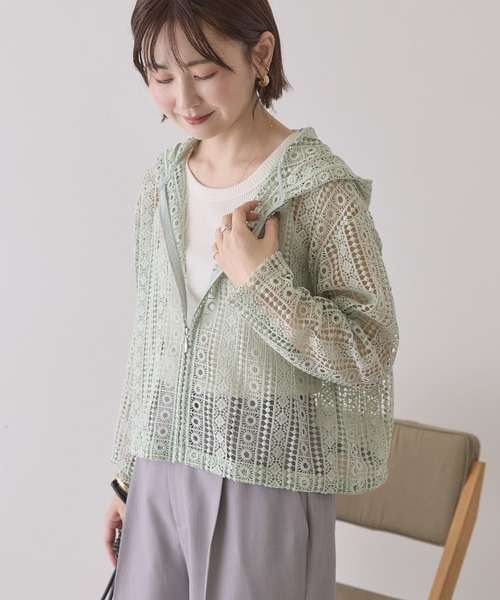 AMERICAN HOLIC（アメリカンホリック）の「幾何学レースフードシャツ（シャツ/ブラウス・レディース・ライトグリーン/ブラウン/ブラック/オフホワイト・L/M）」の8枚目の写真