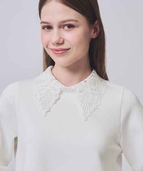 SWINGLE（スウィングル）の「【2/6(Fri)発売】レースカラースウェットトップス（Tシャツ/カットソー・レディース・ピンク/ネイビー/オフホワイト・FREE）」の10枚目の写真