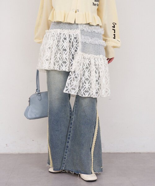 CIAOPANIC（チャオパニック）の「【She desires...】コードチュールアシメミドルスカート（スカート・レディース・ホワイト・ONE SIZE）」の12枚目の写真