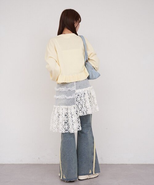 CIAOPANIC（チャオパニック）の「【She desires...】コードチュールアシメミドルスカート（スカート・レディース・ホワイト・ONE SIZE）」の5枚目の写真