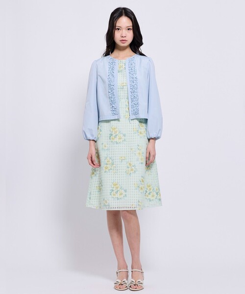 TOCCA（トッカ）の「SWEET FRILL JACKET ジャケット（ノーカラージャケット・レディース・スカイブルー系/ホワイト系・0/4）」の8枚目の写真