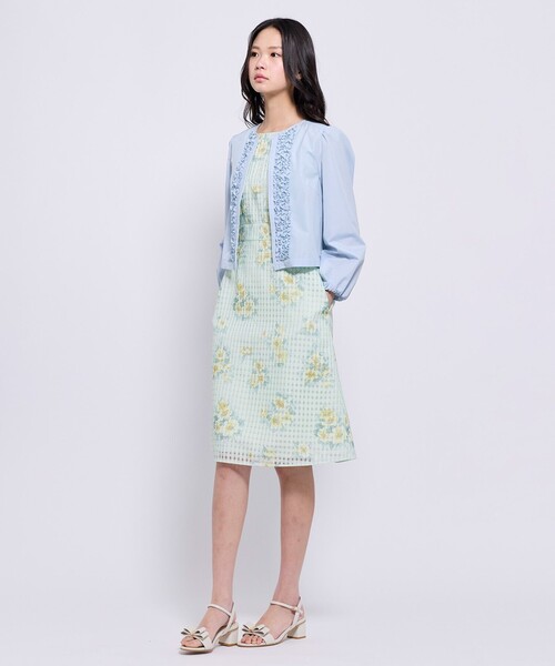 TOCCA（トッカ）の「SWEET FRILL JACKET ジャケット（ノーカラージャケット・レディース・スカイブルー系/ホワイト系・0/4）」の9枚目の写真