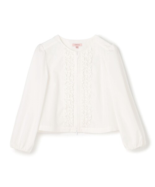 TOCCA（トッカ）の「SWEET FRILL JACKET ジャケット（ノーカラージャケット・レディース・スカイブルー系/ホワイト系・0/4）」の16枚目の写真