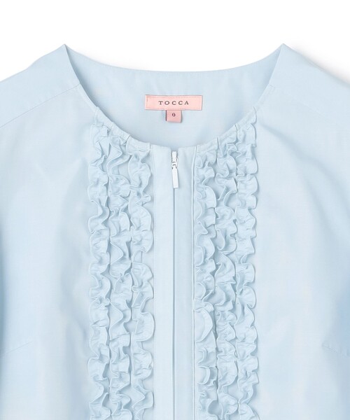 TOCCA（トッカ）の「SWEET FRILL JACKET ジャケット（ノーカラージャケット・レディース・スカイブルー系/ホワイト系・0/4）」の19枚目の写真