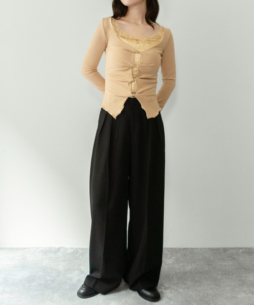on:nue（オンニュ）の「【on:nue】[着用動画あり！] ねじれカットアウトレイヤードトップス（Tシャツ/カットソー・レディース・ライトブルー/スモークピンク/ベージュ・FREE）」の11枚目の写真