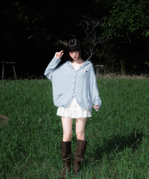 ROSEFRANTZ（ロゼフランツ）の「Stripe Heart Hood Cardigan [Sky Blue]（パーカー・レディース・スカイブルー・OS）」の5枚目の写真