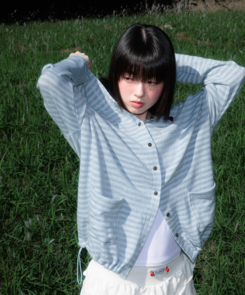 ROSEFRANTZ（ロゼフランツ）の「Stripe Heart Hood Cardigan [Sky Blue]（パーカー・レディース・スカイブルー・OS）」の7枚目の写真