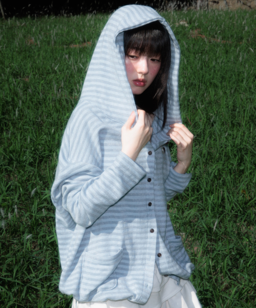 ROSEFRANTZ（ロゼフランツ）の「Stripe Heart Hood Cardigan [Sky Blue]（パーカー・レディース・スカイブルー・OS）」の11枚目の写真