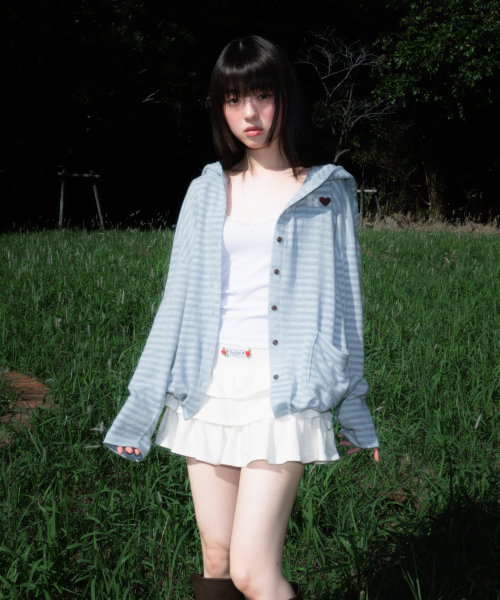 ROSEFRANTZ（ロゼフランツ）の「Stripe Heart Hood Cardigan [Sky Blue]（パーカー・レディース・スカイブルー・OS）」の18枚目の写真