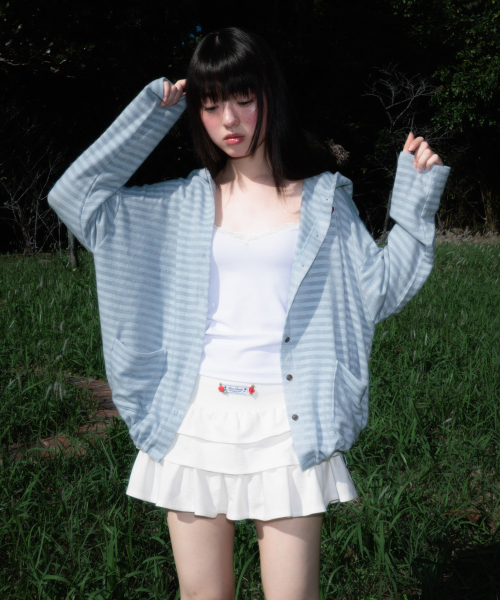 ROSEFRANTZ（ロゼフランツ）の「Stripe Heart Hood Cardigan [Sky Blue]（パーカー・レディース・スカイブルー・OS）」の20枚目の写真